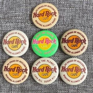 Hard Rock Cafe Vintage Button Collection - Tan, Green, Orange
